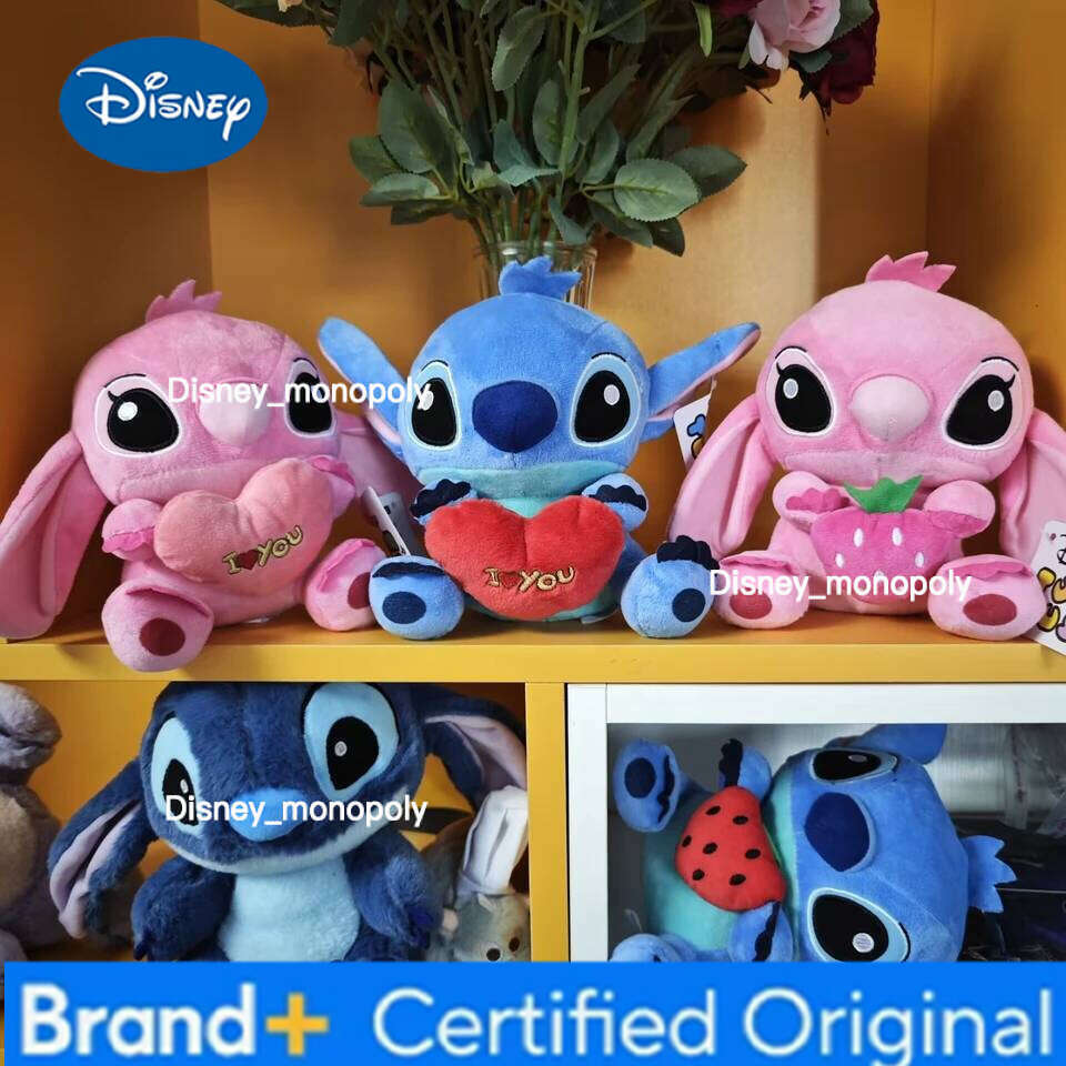 Disney 20cm Cartoon Blue Dolls Anime Pink Lilo and Stitch Plush Stuffed Toys Boys Girls Birthday Gifts H260126
