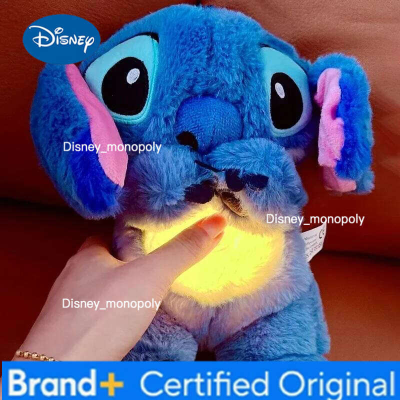 Disney New Stitch Plush Doll Breath Child Peluche Lilo&Stitch Kawaii Soothes Toy Anime Baby Music Light Sleep Toys Model Kid Gift H2601261