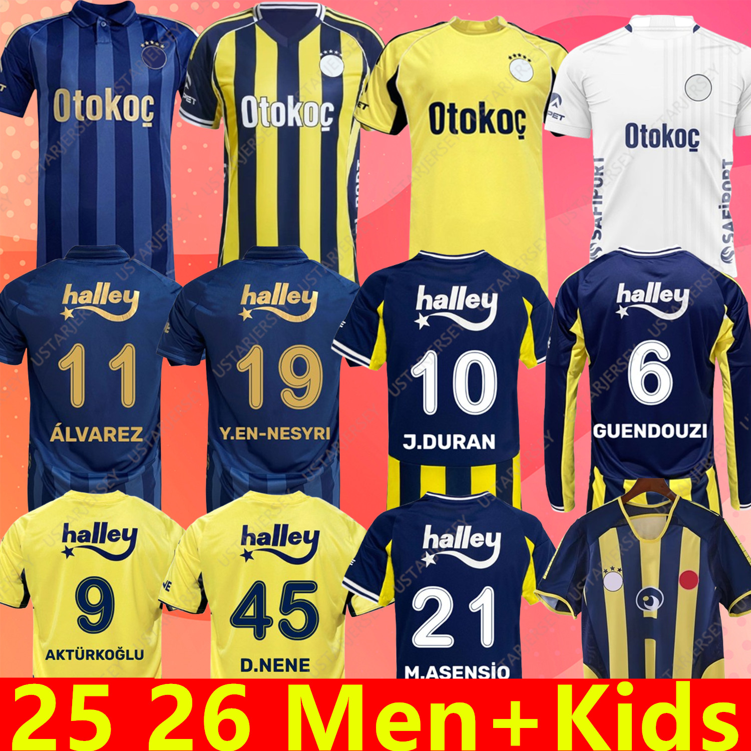25 26 Fenerbahce men Soccer Jerseys ARDA GULER JOAO PEDRO BATSHUAYI KENT TADIC DZEKO KING KAHVECI J.DURAN GUENDOUZI ALVAREZ D.NENE 2025 2026 Men kids kit Football Shirt
