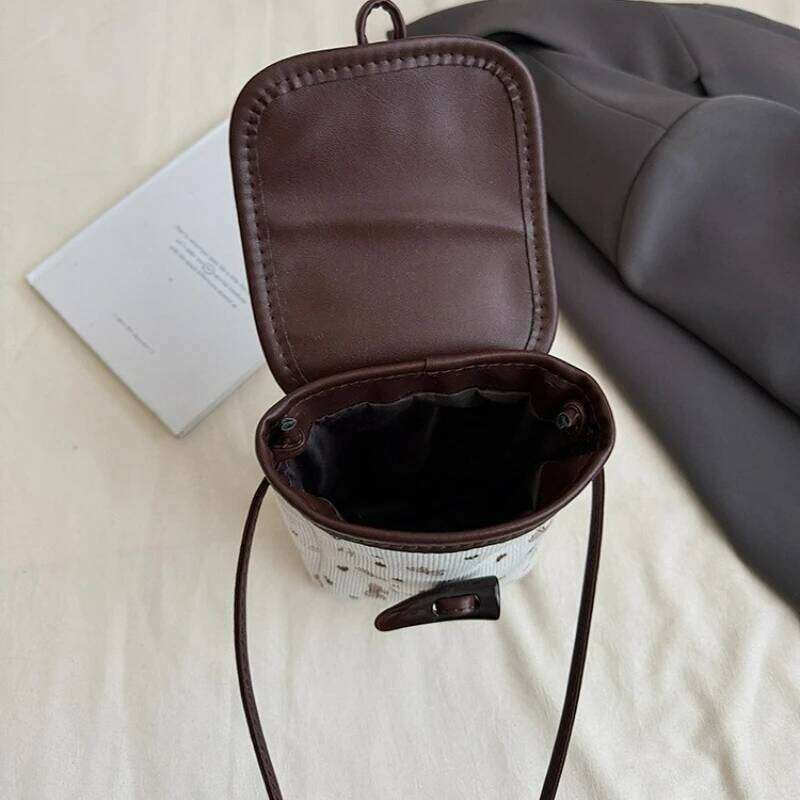 Mini Crossbody Women Fashion Polka Dot Corduroy Canvas Phone Bow Design Comfortable and Versatile Texture Bucket Bag XJ260125