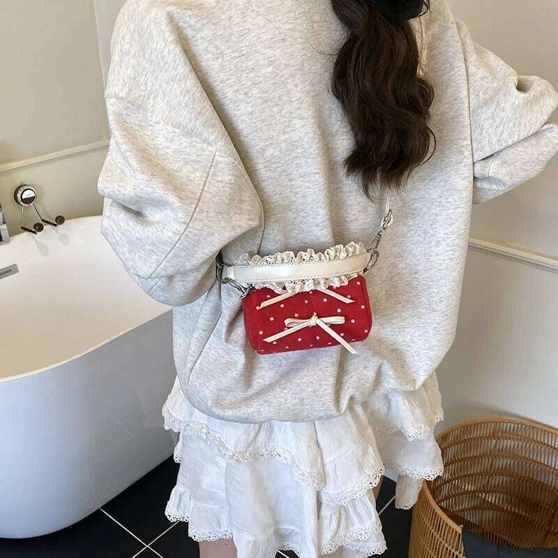 Wave Point Matte Handheld Cylinder Bow Decor Design for Women New Autumn Winter Retro Single Shoulder Crossbody Bag XJ260125