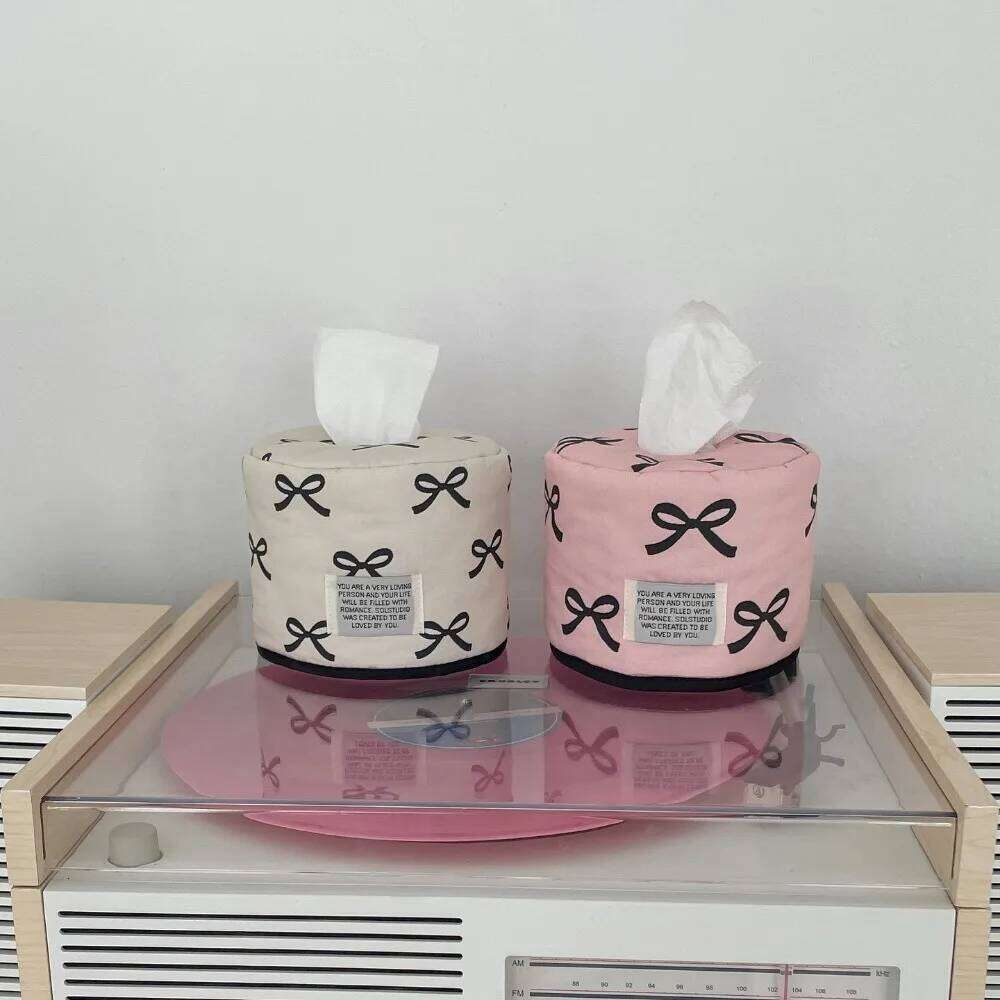 Bowknot Table Decor Storage Napkin Box Space-saving Roll Paper Tissue Case Holder Home