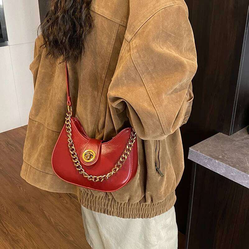 High-End Crescent for Women 2025 Autumn and Winter Fashion Crossbody Chain Texture Single Shoulder Underarm Bag 0302ST XJ260125