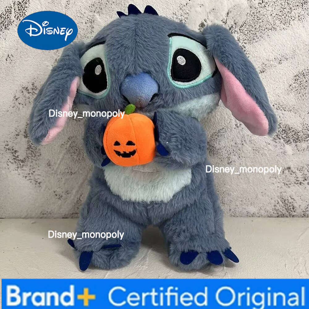 Disney Halloween Plush Doll With Breath Child Peluche Soothes Anime Baby Light Sleep Toys Pumpkin Stitch Kids Gifts H26012611