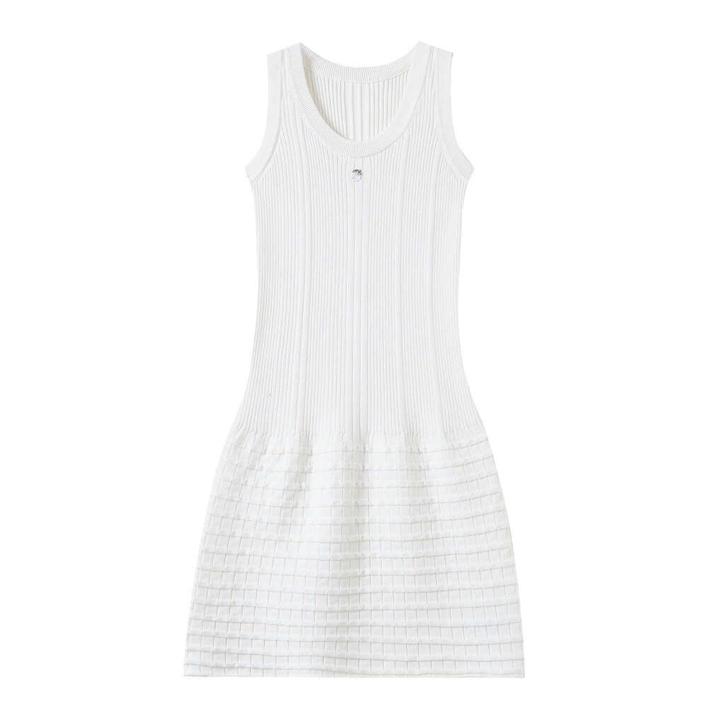 2026 Spring/Summer New Small Fragrant Jacquard Round Neck Simple Sleeveless Knitted Women's Tank Top Slimming Dress