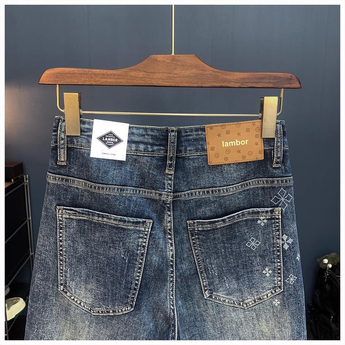 Luxury Brand Designer Men's Clothing 2026 New Item Men's Jeans Spring/summer Tight Fit Slim Fit Version Tight Jeans High-end Elastic Blue Pr