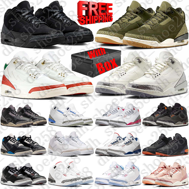Free Shipping With Box Designer Basketball 3 3s jordanshoes3s Shoes jordan3men sneakers for mens womens Black Cat Pure Money trainers Sports runners wholesale