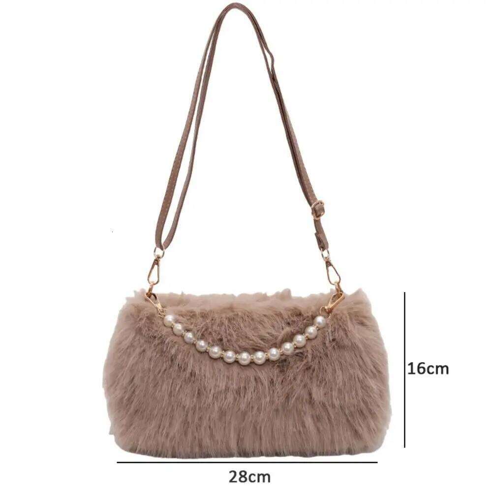 Luxury Faux Fur Shoulder Fluffy Solid Color Handbag Soft Zipper Crossbody Bag XJ260125