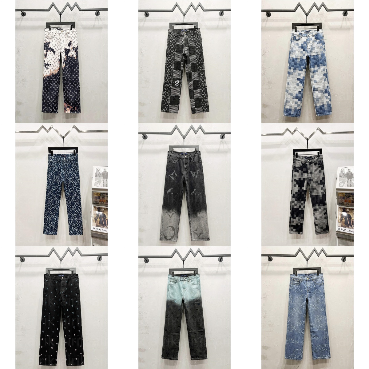 jeans Designer jeans for mens Fashion Mens Designer Splicing Plaid Jeans Ripped Denim Pants Luxury Hip Hop Distressed Men Women Trousers black jeans