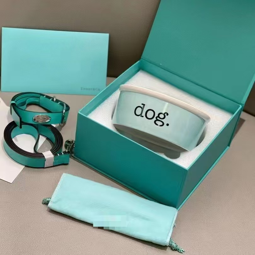 Designer Bowls Heavy Ceramic High Gloss Classic Blue Cat Bowl Durable Dog Food Water Pet Dish, Chew-Proof, Dishwasher and Microwave Safe J07