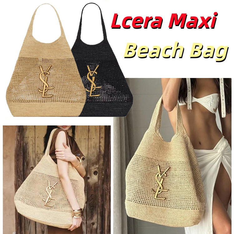 Lcera Maxi Raffia Beach Bag Designer Women's Fashionable Vacation Tote Bag Luxury Summer Shoulder Bag Handbag Hawaiian Travel Bag