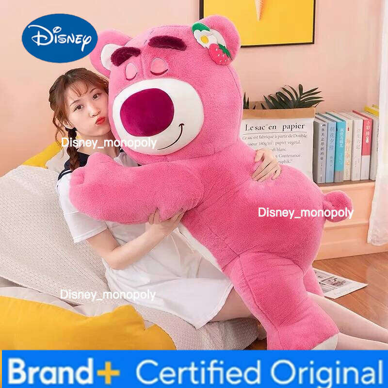 Disney 40/50/70/90cm Story Lotso Kawaii Bear Strawberry Sofa Plush Pillow Stuffed Toy Children Girls Festivals Birthday Gift H260126