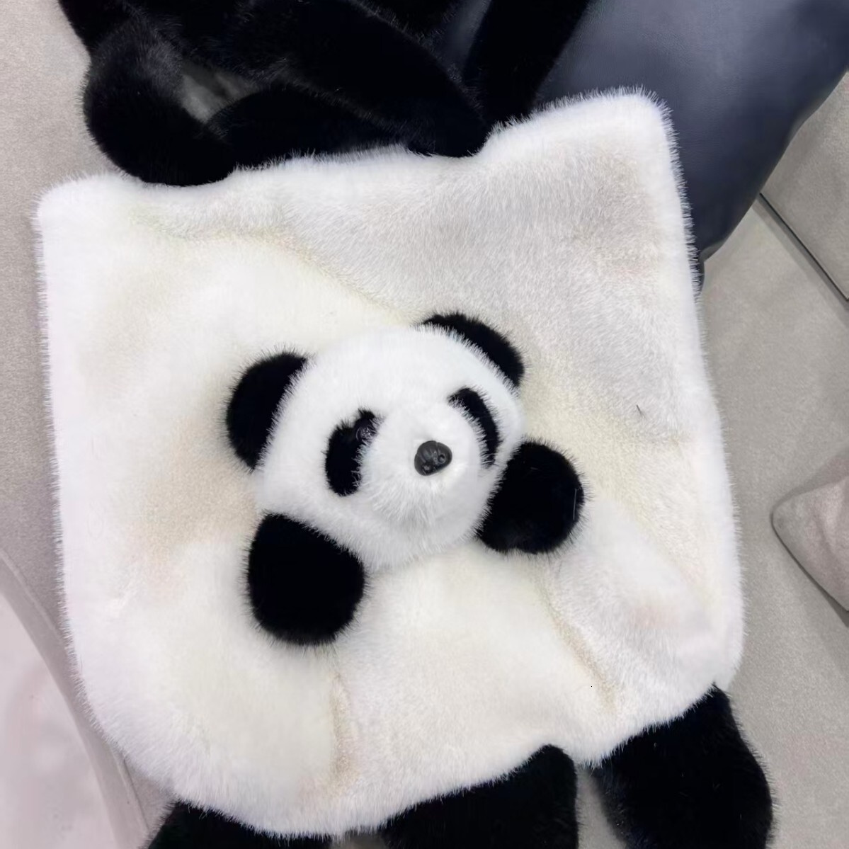 2025 New Creative Cartoon Panda Shoulder Bag Exquisite Cute Plush Toy Large Capacity Casual Handbag