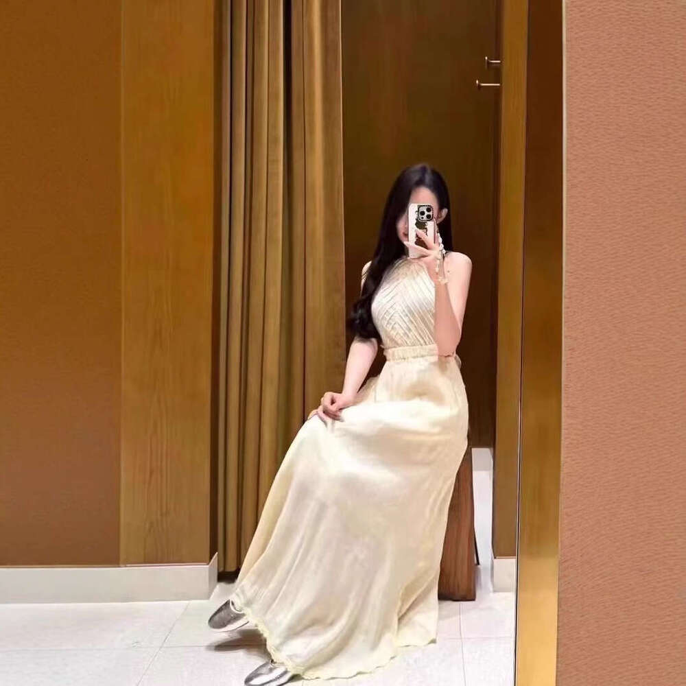 2026 Spring/Summer New French Elegant Style Lace Waist Patched Long Vest Dress