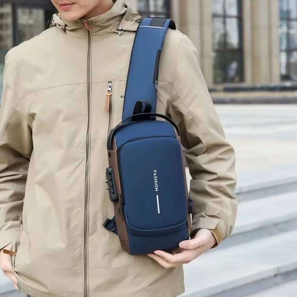 Anti-theft Men's Chest Password Lock Large Capacity Male Multifuctional Shoulder Bag Multi-pocket Water Proof XJ260125