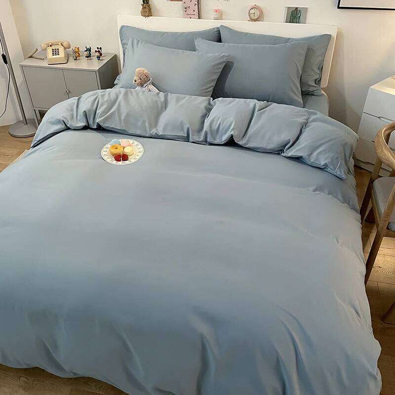 3-piece set, solid-color + one pair of pillowcases without cores, soft bedding, home down duvet cover Y260124