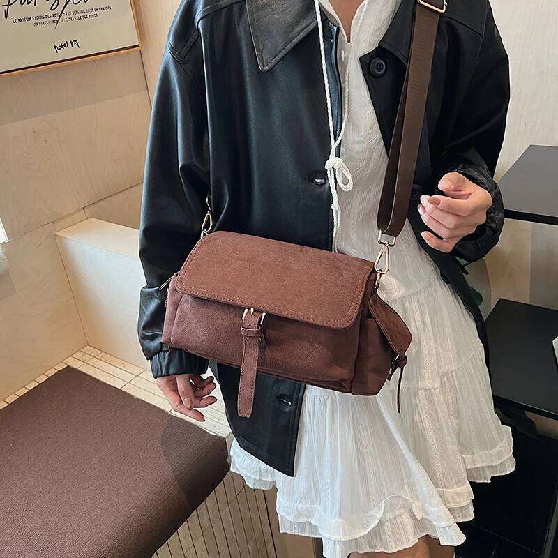 LEFTSIDE Women Faux Suede Small Shoulder 2025 Winter Crossbody Bag Luxury Designer Trend Brand Simple Handbags and Purses XJ260125