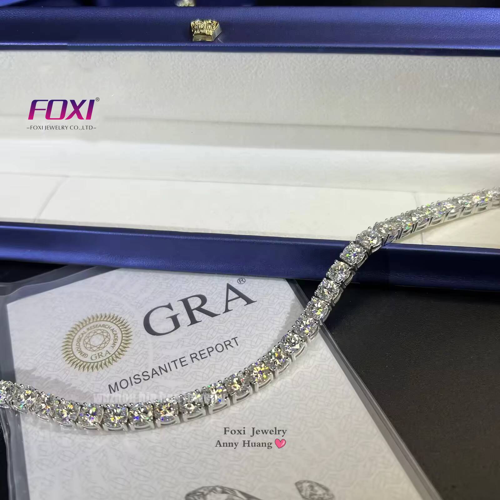 Moissanite chain Mossanite VVS Diamond Tennis Chain 3mm 4mm 5mm Solid 925 Silver Tester Passed Round Brilliant Cut Moissanite Tennis Bracelet