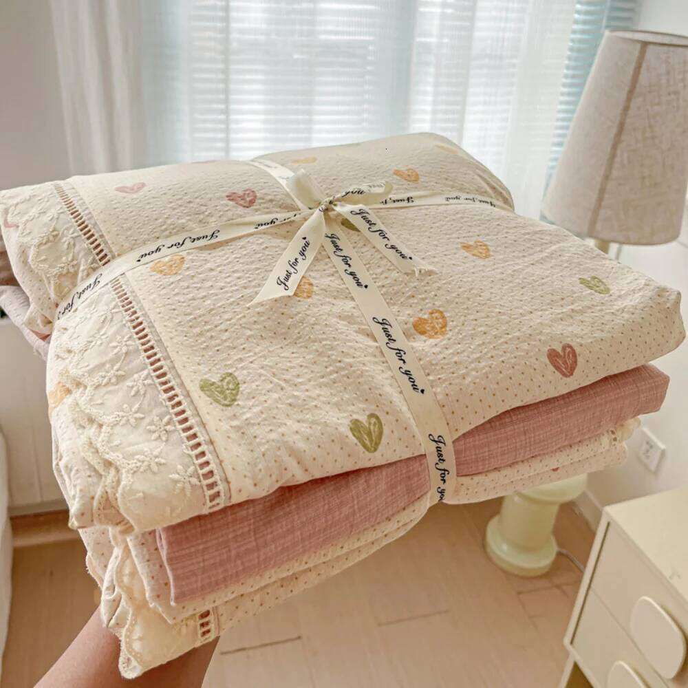 Print Floral Bedding Soft Double Layer Yarn Four Pieces Set Comfortable Duvet Cover Bed Sheet With Pillowcases Home Textiles Y260124