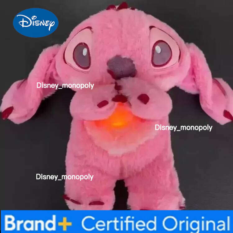 Disney Pink Angel Stitch Plush Doll - Breathing Light & Music, Cute Anime Soothe Toy for Babies/Kids, Ideal Christmas/Birthday Gift H260126