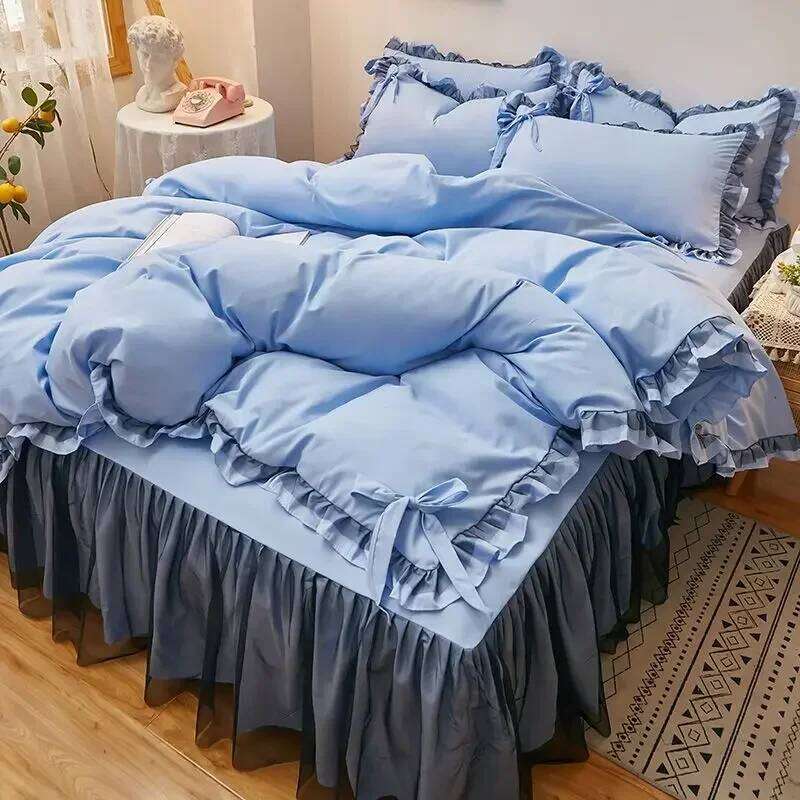 For Love Heart Bedding Comforter Sets Duvet Cover Set Home Sheet Pillowcase Soft No Filling Bed Linen Twin Full Queen Y260124