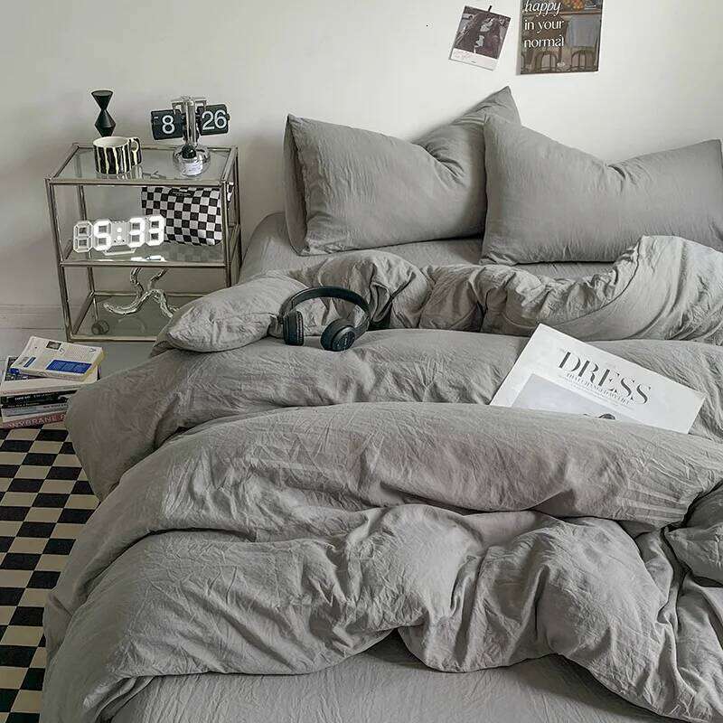 Solid color washed cotton four-piece student dormitory three-piece set choose 1.2M bed Y260124