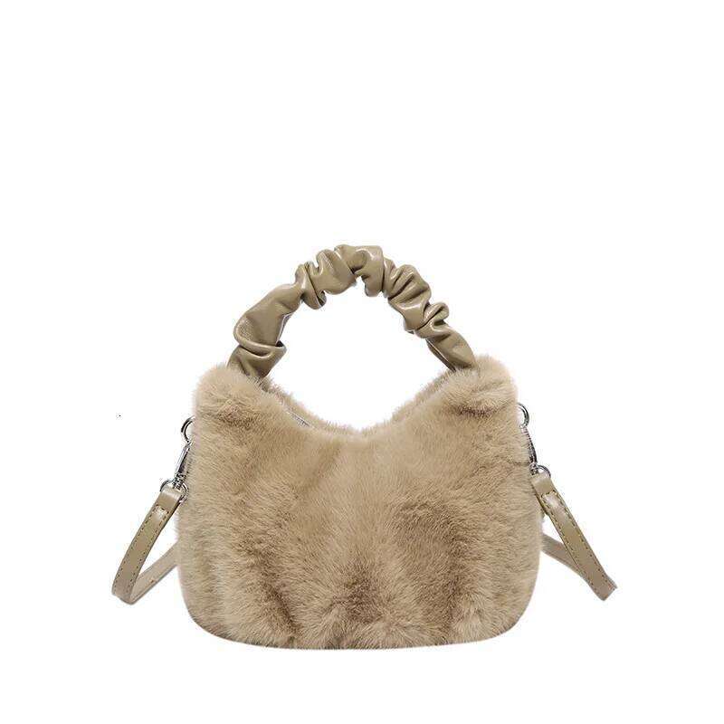 Women Plush Handbag Fashion Autumn Winter Crossbody BagTrendy Texture PU Folded Handheld Solid Single Shoulder Small Square Bag XJ260125
