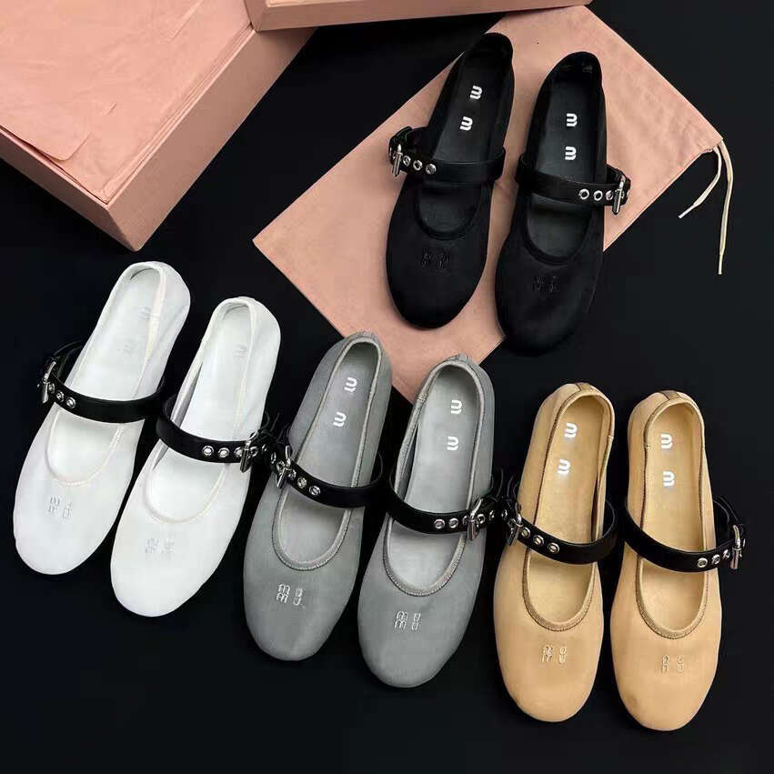 Mirror quality wrinkle mesh Designer ballet Flat shoe Womens Loafer Lace ballerina shoe prom Dress Luxury mary jane shoes Leather canvas moccasins party casual shoe