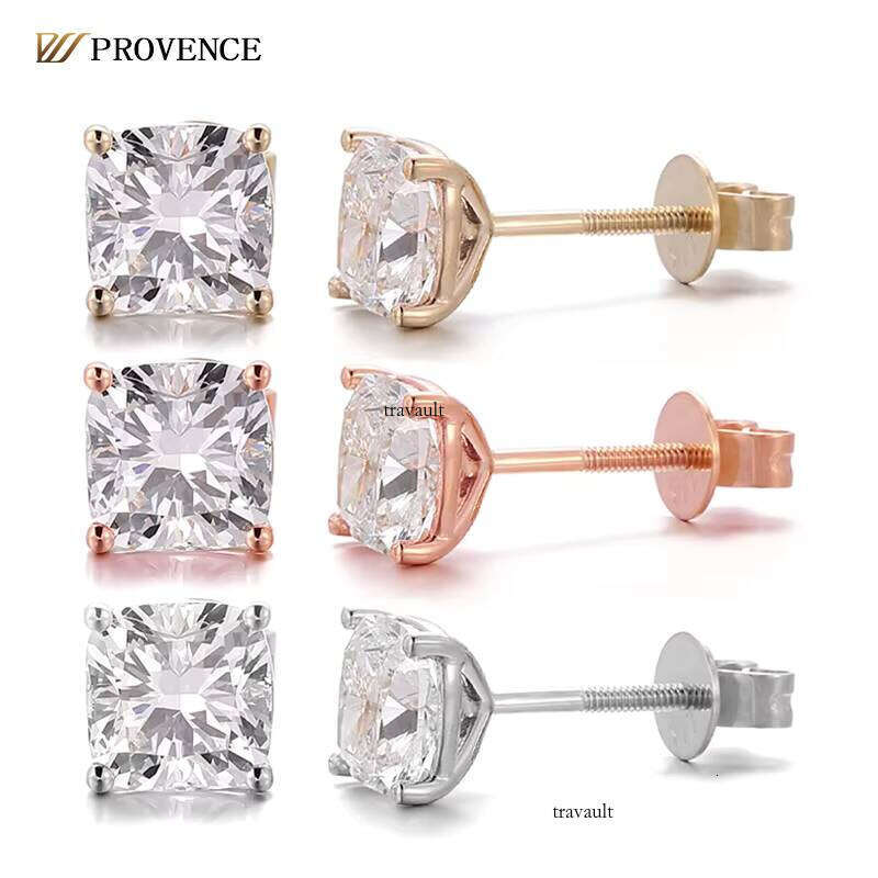 1ct 2ct 4ct CVD Real Solid jewlery 10K 14K Rose Gold Earring earrings Set Cushion Cut IGI for women Lab Earrings