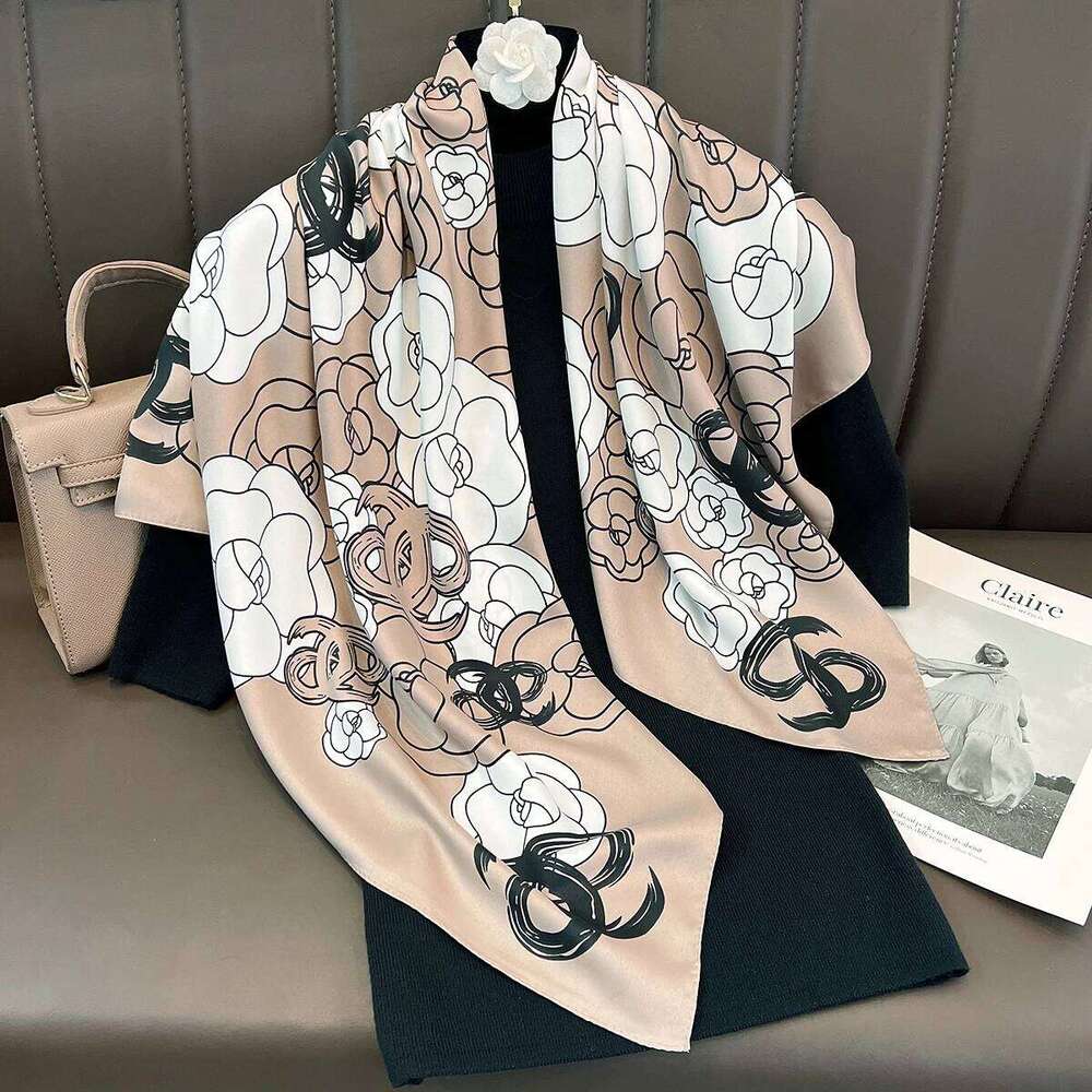 Four Seasons Women's Luxury Design Silk Soft Scarf, Soft Muslim Headscarf, Beach Sunscreen Headscarf, Silk Scarf, Cover Blanket