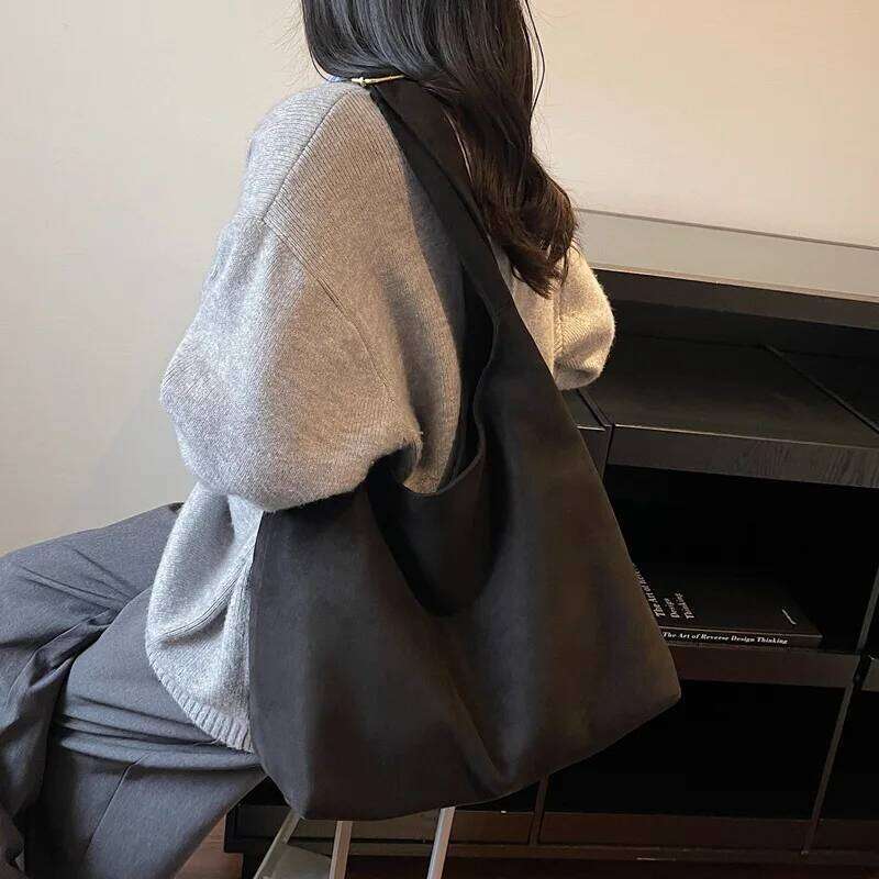 2025 Winter Suede Shoulder For Women Leopard Print Tote Bags Large Capacity Travel Commuting Handbags XJ260125