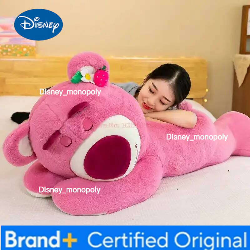 Disney 40/50/70cm Toy Story Lotso Kawaii Bear Strawberry Sofa Plush Pillow Stuffed Toys Children Girls Festivals Birthday Gifts H260126