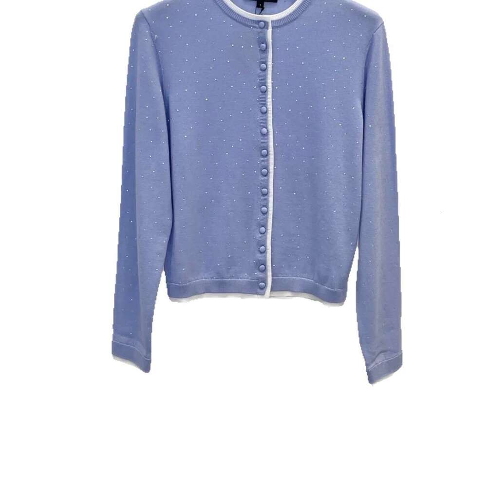 New French elegant and sweet style rhinestone single breasted knitted women's cardigan top for early autumn 2026