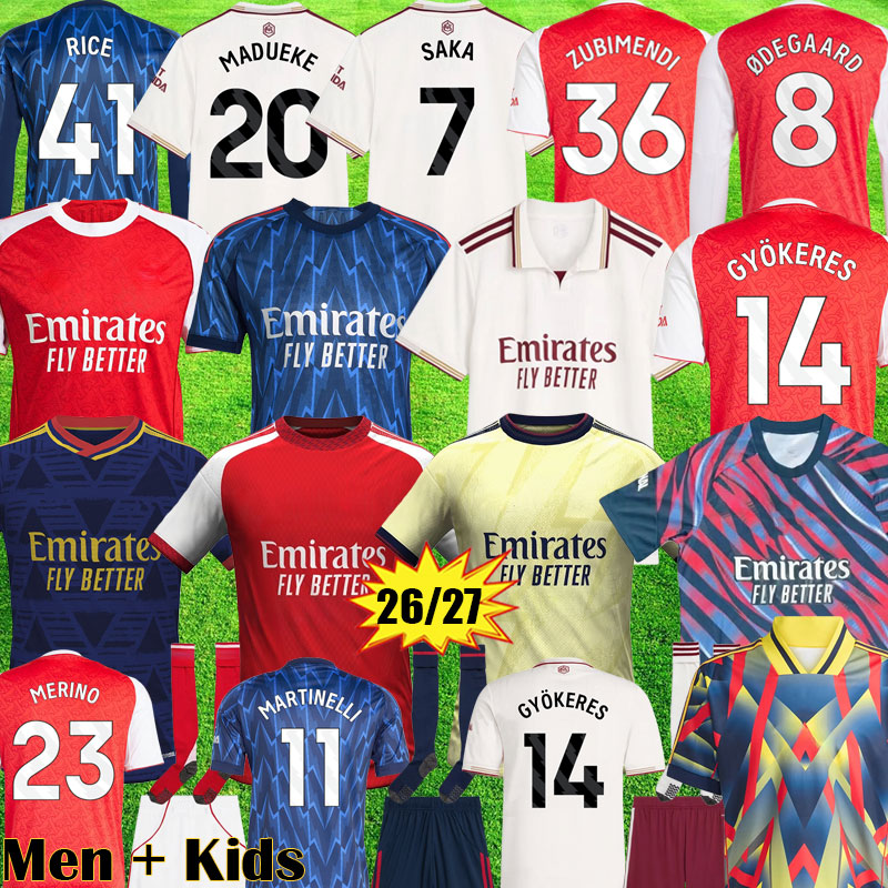 Aarsenall Soccer Jerseys RICE ARS Kits EZE Gunners ODEGAARD ARSen Football shirts SAKA 2025 2026 GYOKERES 26 27 arsenallfootball shirt Men Kids Uniform 65rsenal Kit