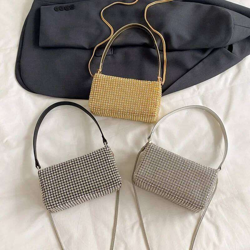 Women's Water Diamond Crossbody Stylish Versatile Single Shoulder Pillow Bag for Fashionable Accessory XJ260125