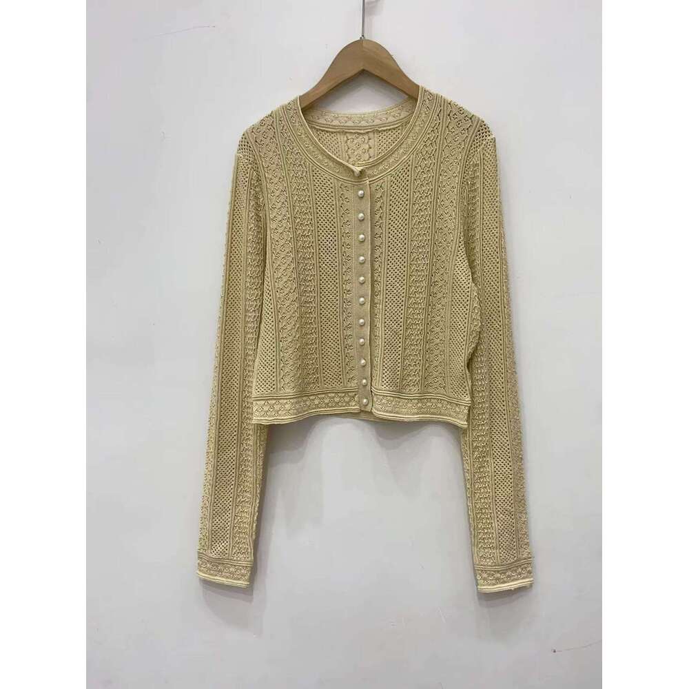 2026 Spring New French Elegant Designer Style Hollow Knitted Cardigan Jacket Women's Skirt Set