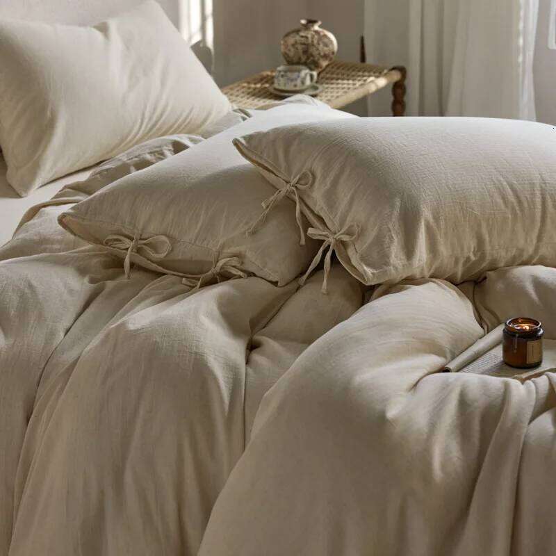 Japanese-style homestay wind and linen four-piece set, pure cotton quilt cover, bed sheet, bedding Y260124