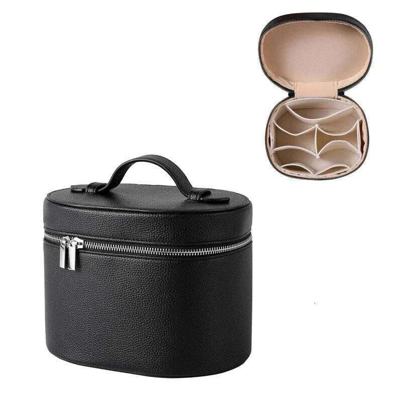 Large-capacity PU leather case internal storage box, customizable with names and letters, travel portable makeup bag