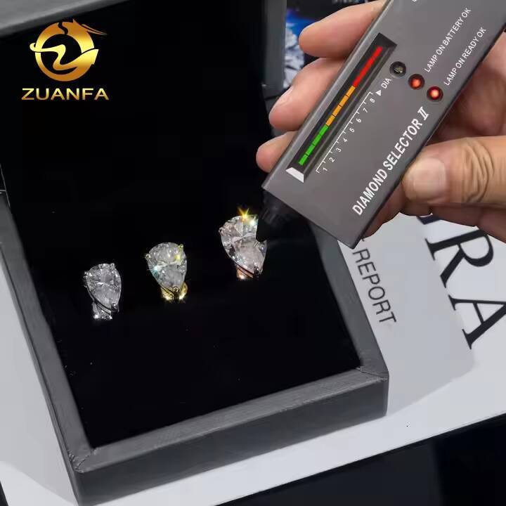 GRA Certificate Pear Cut 3prongs 925 Silver Jewelry Ear Studs Unisex Custom VVS D Moissanite Screw Back Stud Earrings