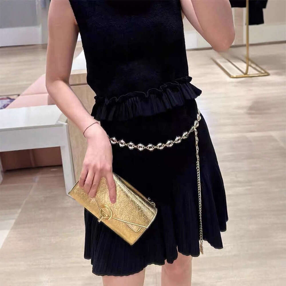 2025 Autumn/Winter New Designer Fashion Black Suede Lace Hem Knitted Tank Top Skirt Set