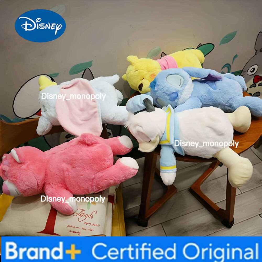 Disney Lovely Sleeping Stitch Dumbo Plush Toy Cute Stuffed Anime Cuddly Plushies Pooh Bear Doll Sofa Bedroom Home Decor Gifts Girl H260126