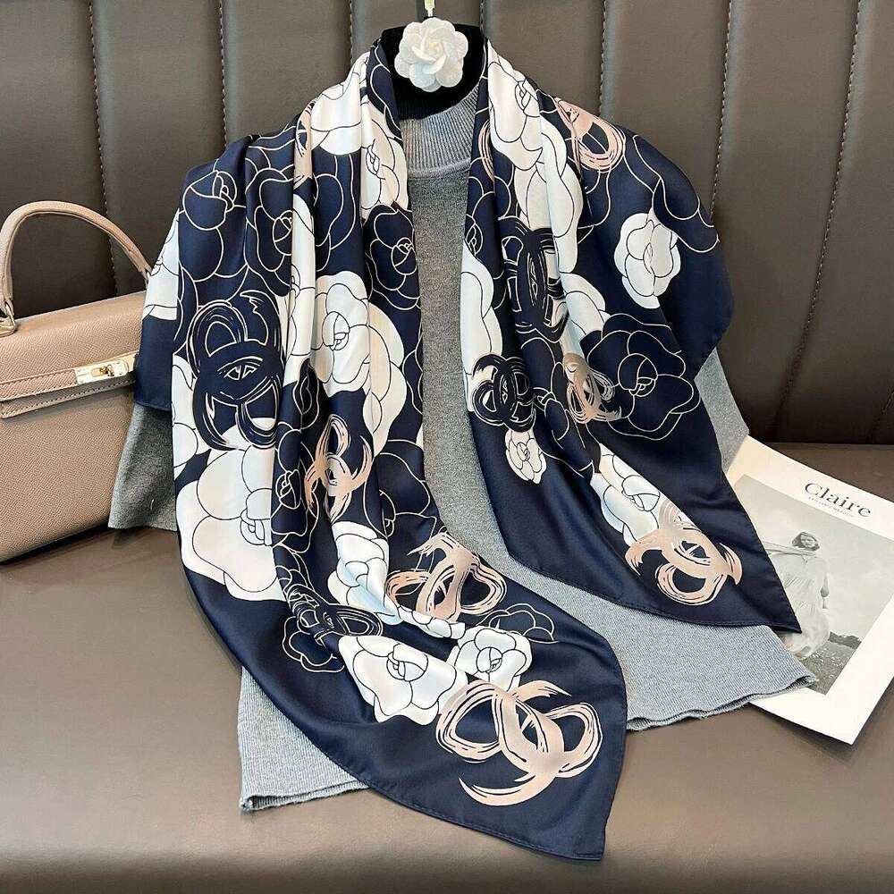Four Seasons Women's Luxury Design Silk Soft Scarf, Soft Muslim Headscarf, Beach Sunscreen Headscarf, Silk Scarf, Cover Blanket