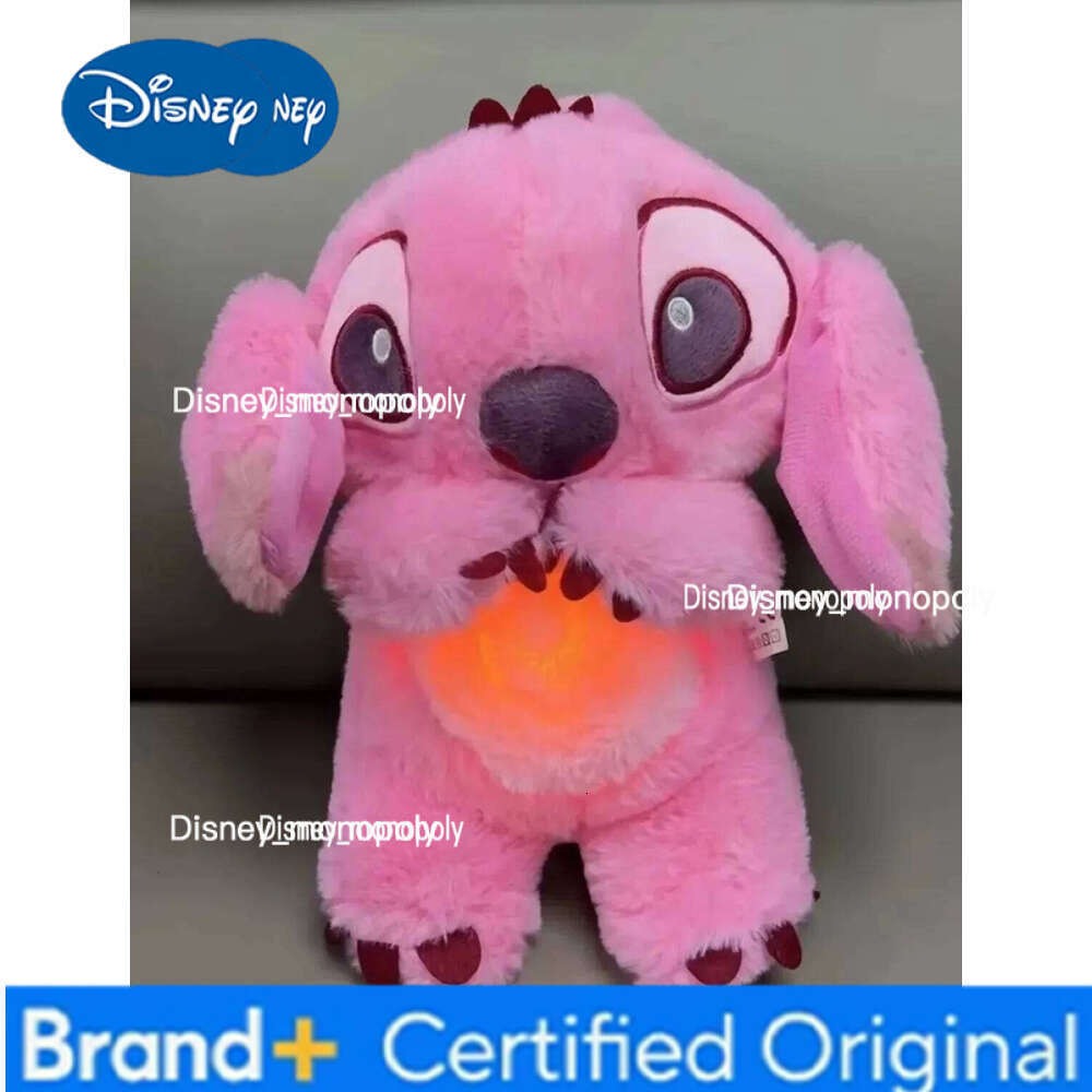 Disney New Stitch Plush Doll Breath Child Peluche Lilo&Stitch Kawaii Soothes Toy Anime Baby Music Light Sleep Toys Model Kid Gift H260126