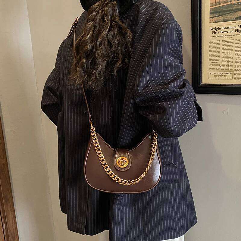 High-End Crescent for Women 2025 Autumn and Winter Fashion Crossbody Chain Texture Single Shoulder Underarm Bag 0302ST XJ260125