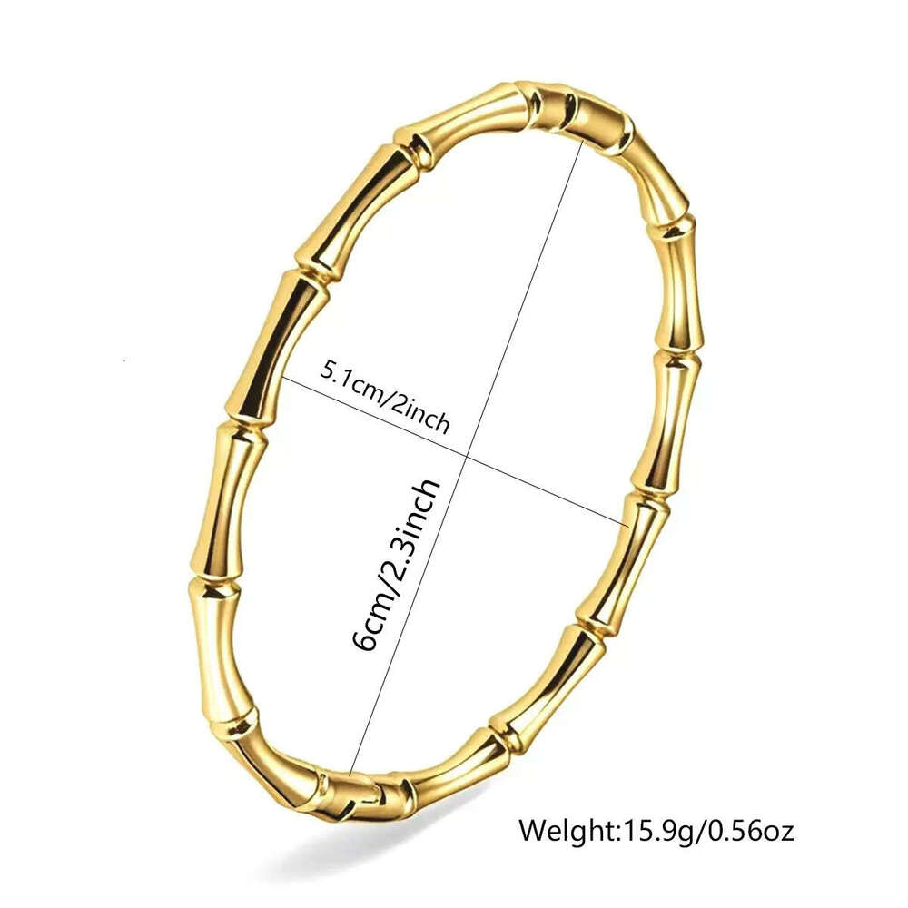 Luxury Jewelry European And American Oil Drop Bamboo Knot Stainless Steel High-end Simple Versatile 18K Gold Plated Bracelet