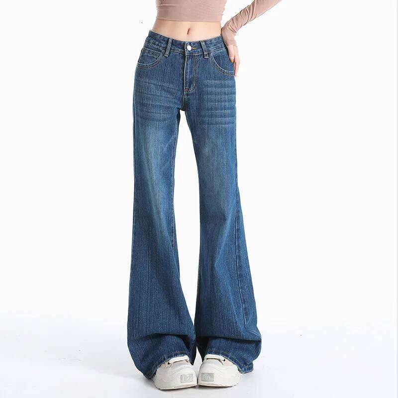 Women Jeans Cotton Denim Flared Pants Elastic Force Vintage Streetwear High Waist Slim Mom Harajuku Trousers Plus Length C260126 - view 4