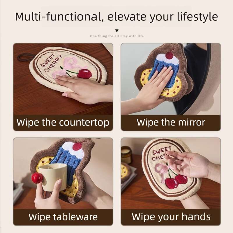 Cherry Cake Hand Towel Hanging Cute Hand Towel For Kitchen And Bathroom Thick Quick Drying Towel