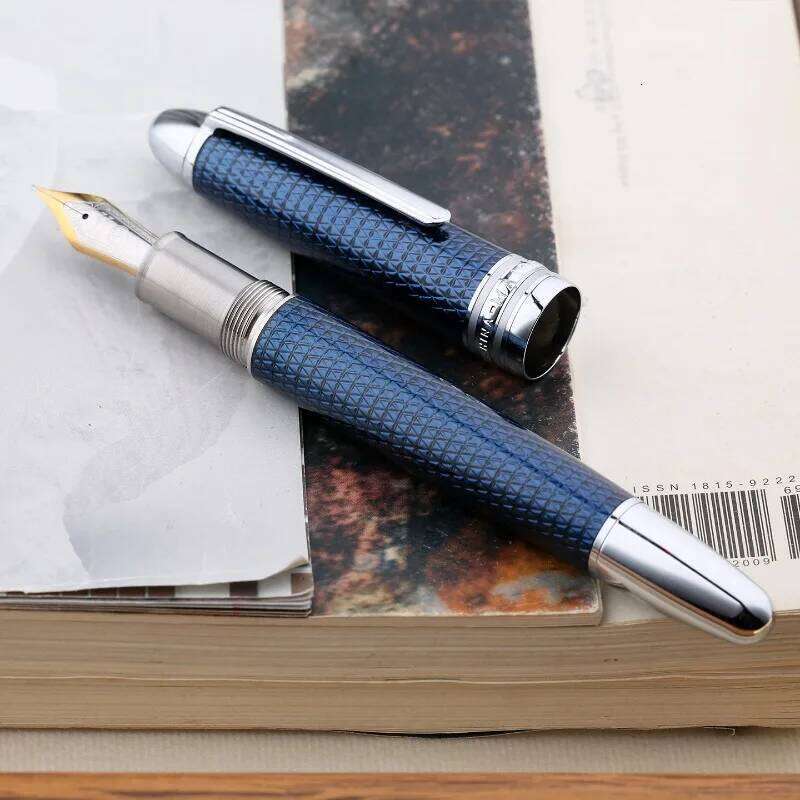 MAJOHN P136 Twilight Blue Piston Fountain - 3D Pattern & Anti-Slip Steel Grip, Large Capacity Ink Pen for Smooth Writing 26Y0126