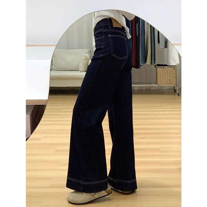 Comfortable Leisure Womens Straight Jeans Vintage Baggy Low Waist Y2K Wide Leg Loose Harajuku Blue Denim Pants C260126 - view 3