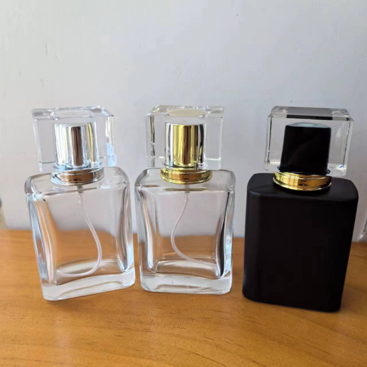 Perfume Bottle 50ml Portable Empty Thick Bottom Glass Cosmetic Packing Sample Refillable Vials Flat Mist Spray Bottle 250806